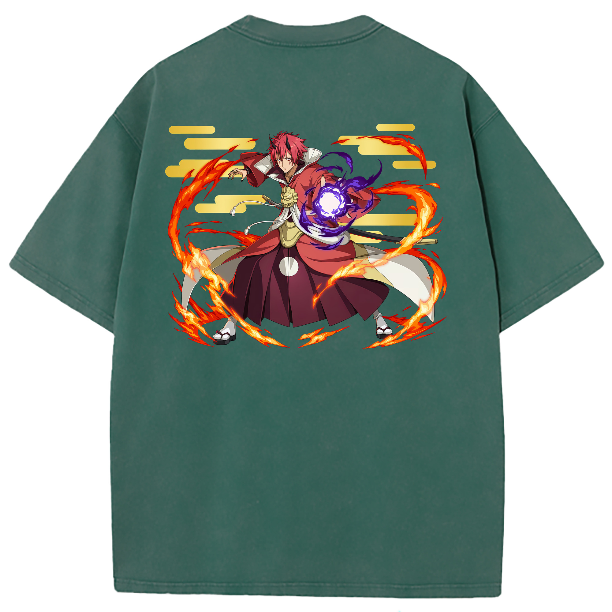 （画像用） 転スラ Regarding Reincarnated to Slime 綿100% ヴィンテージ風 半袖Tシャツ（背面プリント）